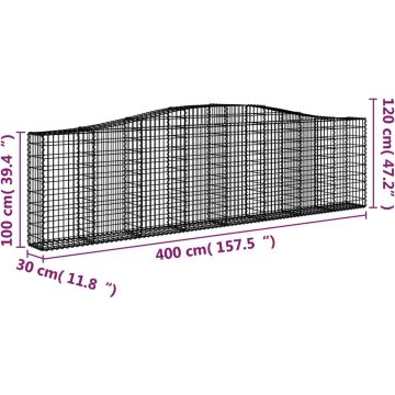 vidaXL Schanskorven 7 st gewelfd 400x30x100/120 cm ijzer