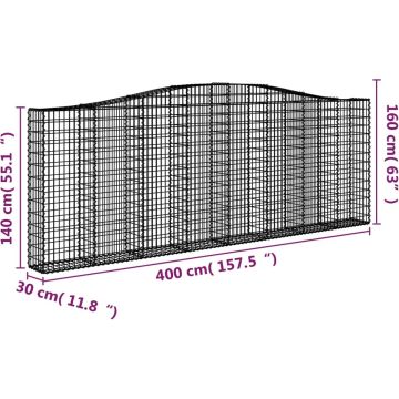 vidaXL Schanskorven 4 st gewelfd 400x30x140/160 cm ijzer