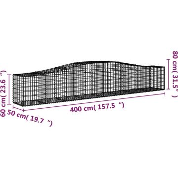 vidaXL Schanskorven 5 st gewelfd 400x50x60/80 cm gegalvaniseerd ijzer