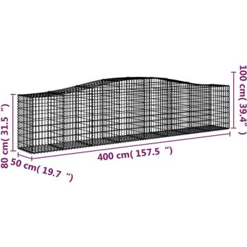 vidaXL Schanskorven 4 st gewelfd 400x50x80/100 cm gegalvaniseerd ijzer