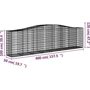 vidaXL Schanskorven 9 st gewelfd 400x50x100/120 cm ijzer