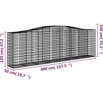 vidaXL Schanskorven 6 st gewelfd 400x50x120/140 cm ijzer