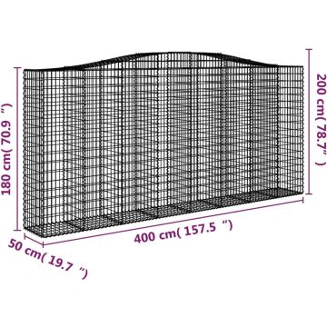 vidaXL Schanskorven 4 st gewelfd 400x50x180/200 cm ijzer