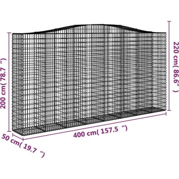 vidaXL Schanskorven 2 st gewelfd 400x50x200/220 cm ijzer