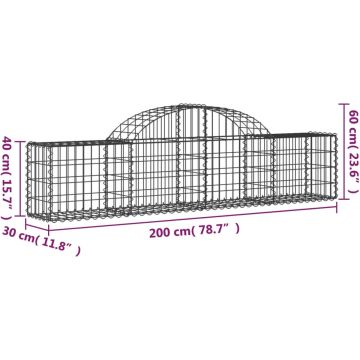 vidaXL Schanskorven 9 st gewelfd 200x30x40/60 cm gegalvaniseerd ijzer