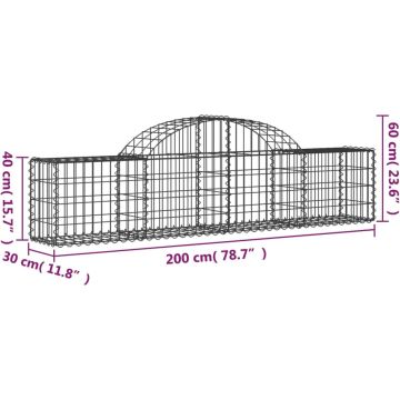 vidaXL Schanskorven 15 st gewelfd 200x30x40/60 cm gegalvaniseerd ijzer