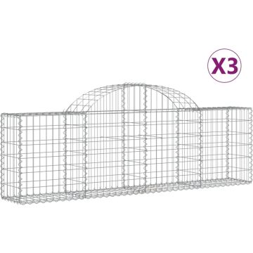 vidaXL Schanskorven 3 st gewelfd 200x30x60/80 cm gegalvaniseerd ijzer