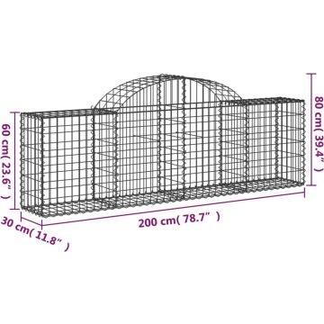 vidaXL Schanskorven 7 st gewelfd 200x30x60/80 cm gegalvaniseerd ijzer