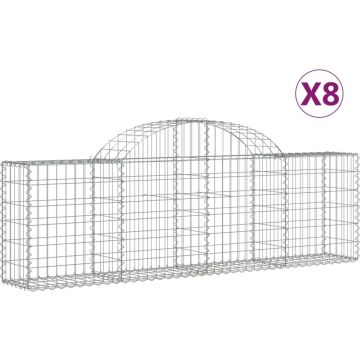 vidaXL Schanskorven 8 st gewelfd 200x30x60/80 cm gegalvaniseerd ijzer