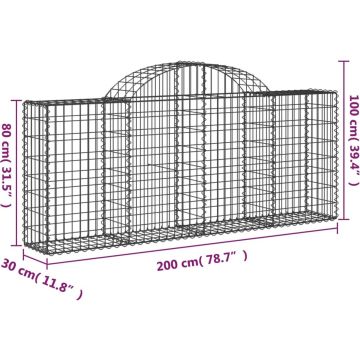 vidaXL Schanskorven 4 st gewelfd 200x30x80/100 cm gegalvaniseerd ijzer