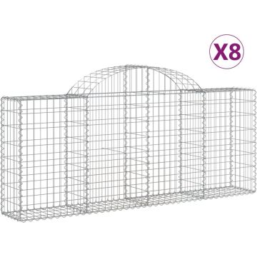 vidaXL-Schanskorven-8-st-gewelfd-200x30x80/100-cm-gegalvaniseerd-ijzer