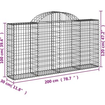 vidaXL Schanskorven 2 st gewelfd 200x30x100/120 cm ijzer