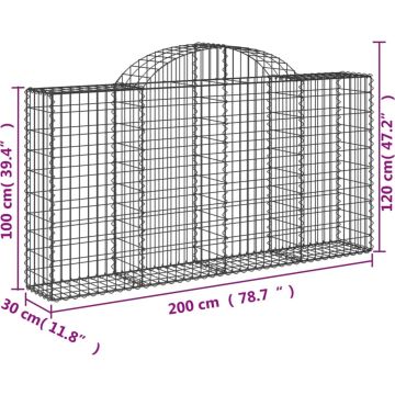 vidaXL Schanskorven 25 st gewelfd 200x30x100/120 cm ijzer