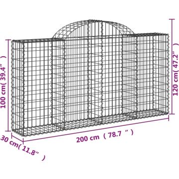 vidaXL Schanskorven 30 st gewelfd 200x30x100/120 cm ijzer