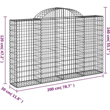 vidaXL Schanskorven 2 st gewelfd 200x30x120/140 cm ijzer