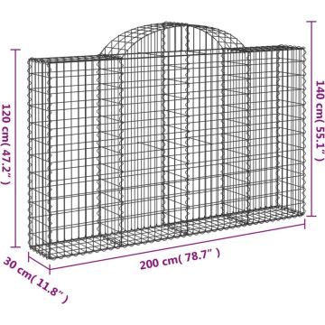 vidaXL Schanskorven 15 st gewelfd 200x30x120/140 cm ijzer