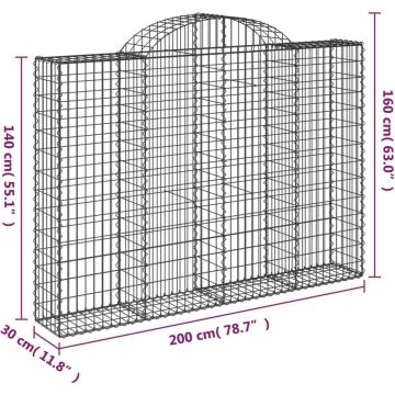 vidaXL Schanskorven 13 st gewelfd 200x30x140/160 cm ijzer