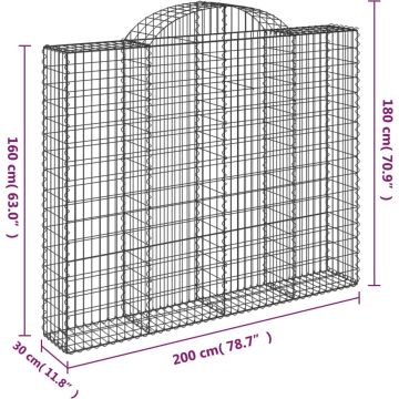 vidaXL Schanskorven 5 st gewelfd 200x30x160/180 cm ijzer