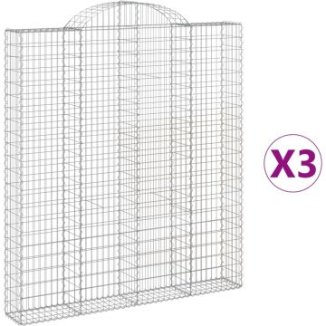 vidaXL-Schanskorven-3-st-gewelfd-200x30x220/240-cm-ijzer