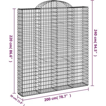 vidaXL Schanskorven 4 st gewelfd 200x30x220/240 cm ijzer