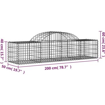 vidaXL Schanskorven 2 st gewelfd 200x50x40/60 cm gegalvaniseerd ijzer