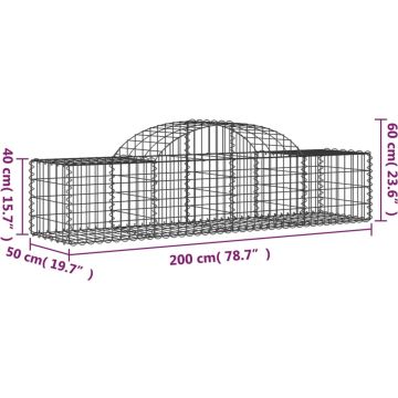 vidaXL Schanskorven 4 st gewelfd 200x50x40/60 cm gegalvaniseerd ijzer