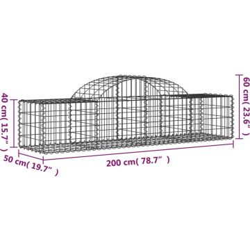 vidaXL Schanskorven 6 st gewelfd 200x50x40/60 cmgegalvaniseerd ijzer