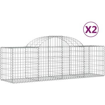 vidaXL-Schanskorven-2-st-gewelfd-200x50x60/80-cm-gegalvaniseerd-ijzer