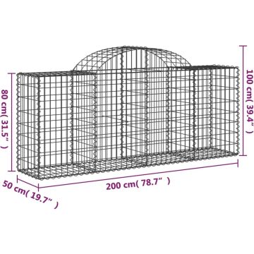 vidaXL Schanskorven 25 st gewelfd 200x50x80/100 cm ijzer