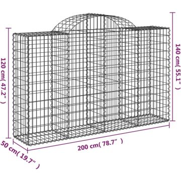 vidaXL Schanskorven 9 st gewelfd 200x50x120/140 cm ijzer