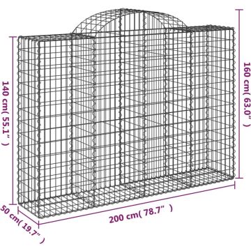 vidaXL Schanskorven 6 st gewelfd 200x50x140/160 cm ijzer