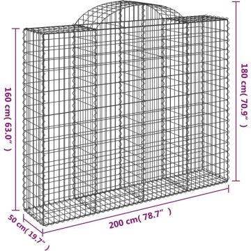 vidaXL Schanskorven 9 st gewelfd 200x50x160/180 cm ijzer