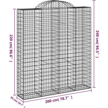 vidaXL Schanskorven 4 st gewelfd 200x50x220/240 cm ijzer