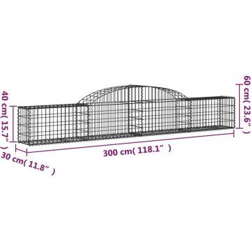 vidaXL Schanskorven 7 st gewelfd 300x30x40/60 cm gegalvaniseerd ijzer