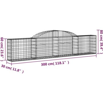 vidaXL Schanskorven 2 st gewelfd 300x30x60/80 cm gegalvaniseerd ijzer