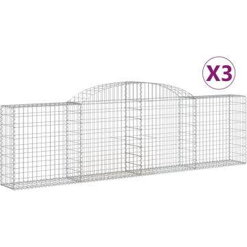 vidaXL-Schanskorven-3-st-gewelfd-300x30x80/100-cm-gegalvaniseerd-ijzer