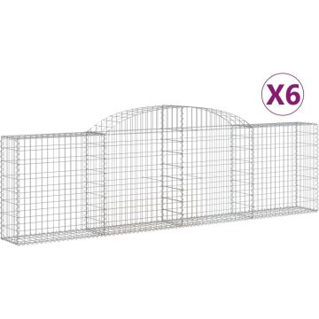 vidaXL-Schanskorven-6-st-gewelfd-300x30x80/100-cm-gegalvaniseerd-ijzer