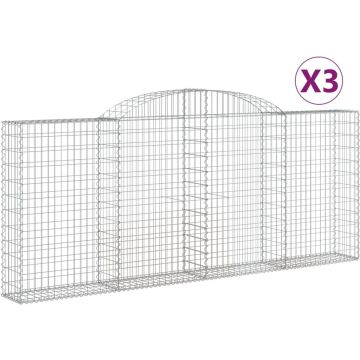 vidaXL-Schanskorven-3-st-gewelfd-300x30x120/140-cm-ijzer