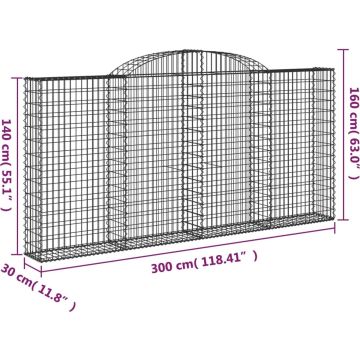 vidaXL Schanskorven 12 st gewelfd 300x30x140/160 cm ijzer