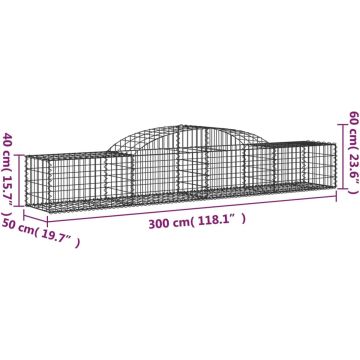 vidaXL Schanskorven 2 st gewelfd 300x50x40/60 cm gegalvaniseerd ijzer