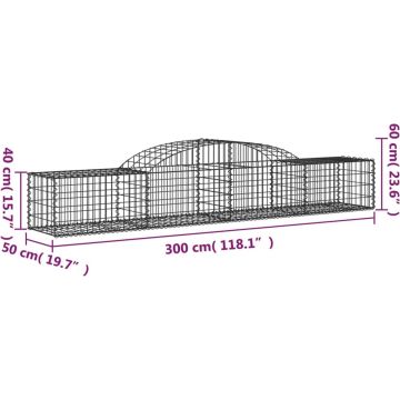 vidaXL Schanskorven 8 st gewelfd 300x50x40/60 cm gegalvaniseerd ijzer