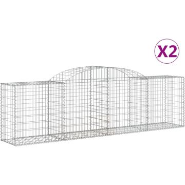 vidaXL-Schanskorven-2-st-gewelfd-300x50x80/100-cm-gegalvaniseerd-ijzer