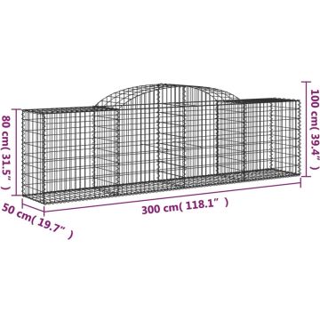 vidaXL Schanskorven 4 st gewelfd 300x50x80/100 cm gegalvaniseerd ijzer