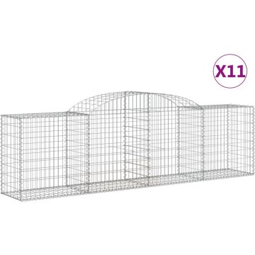 vidaXL-Schanskorven-11-st-gewelfd-300x50x80/100-cm-ijzer