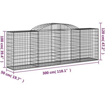 vidaXL Schanskorven 4 st gewelfd 300x50x100/120 cm ijzer