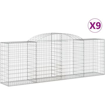 vidaXL-Schanskorven-9-st-gewelfd-300x50x100/120-cm-ijzer