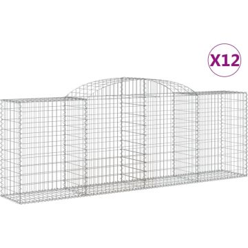 vidaXL-Schanskorven-12-st-gewelfd-300x50x100/120-cm-ijzer