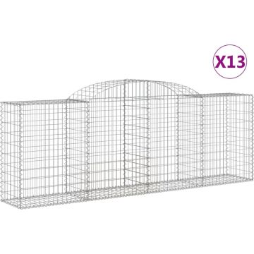 vidaXL-Schanskorven-13-st-gewelfd-300x50x100/120-cm-ijzer