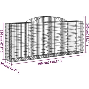 vidaXL Schanskorven 3 st gewelfd 300x50x120/140 cm ijzer