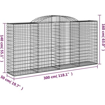 vidaXL Schanskorven 17 st gewelfd 300x50x140/160 cm ijzer